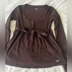 Hollister Women's Brown Long Sleeve Babydoll